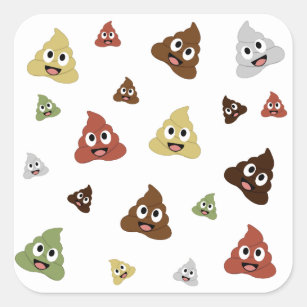 Adesivo Quadrado Cute Poop emoji ideias engraçadas de presentes
