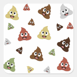 Adesivo Quadrado Cute Poop emoji ideias engraçadas de presentes