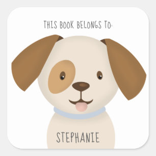 Adesivo Quadrado Cute Puppy Este Livro Pertence