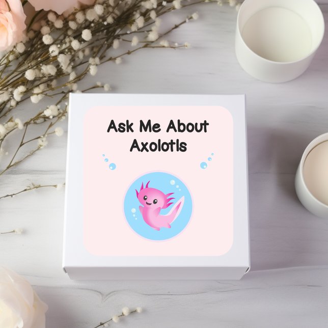 Adesivo Quadrado Cute Purple Me Pergunte Sobre Axolotls Salamander (Criador carregado)