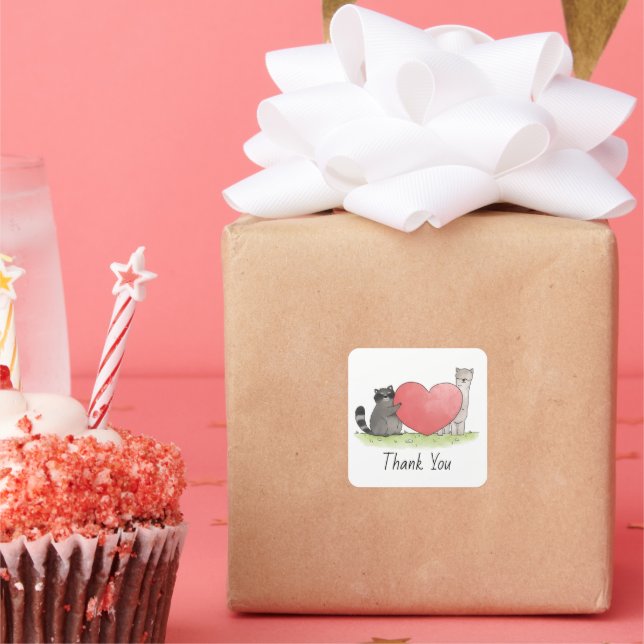 Adesivo Quadrado Cute Raccoon e Llama Sq1uare Obrigado (Festa)