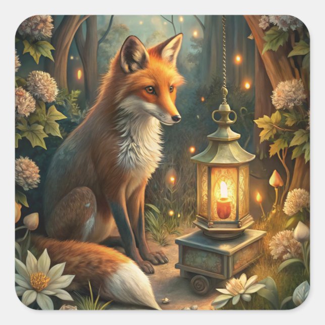 Adesivo Quadrado Cute Red Fox (Frente)