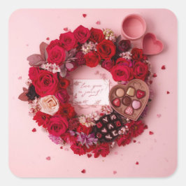 Adesivo Quadrado Cute Red Rose Romantic Valentine Sticker Sheet 