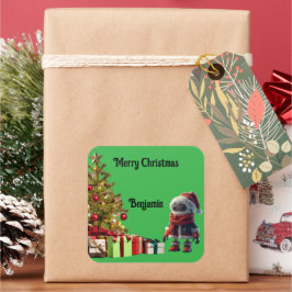 Adesivo Quadrado cute robot Christmas holiday Sticker