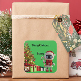Adesivo Quadrado cute robot Christmas holiday Sticker