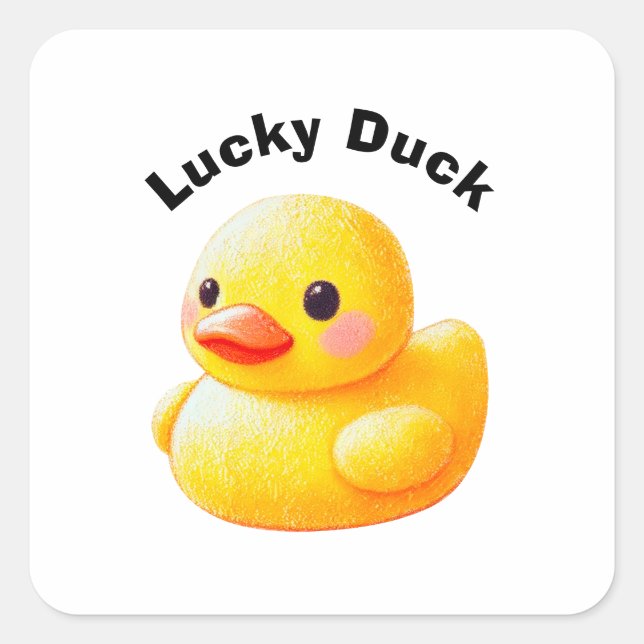 Adesivo Quadrado Cute Rubber Ducky with Customizable Text (Frente)