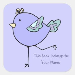Adesivo Quadrado Cute Runnin Bird Este livro pertence a Bookplate