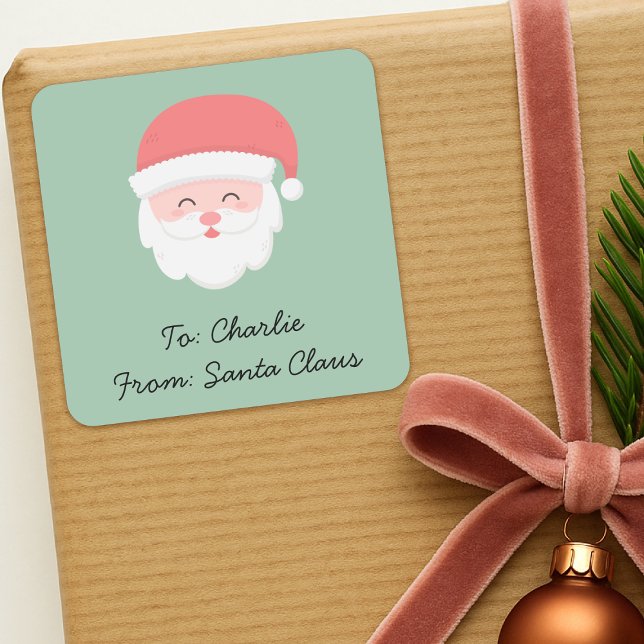 Adesivo Quadrado Cute Santa Claus Gift Label | Christmas Sticker (Cute Santa Claus gift label Christmas present stickers for kids)