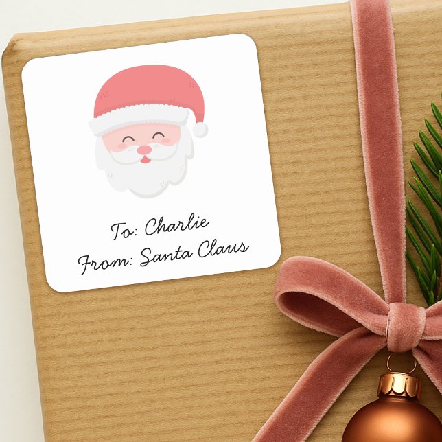 Adesivo Quadrado Cute Santa Claus Gift Label | Christmas Sticker (Cute Santa Claus gift label Christmas present stickers for kids)