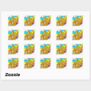 Adesivo Quadrado Cute Snail Groovy Summer Square