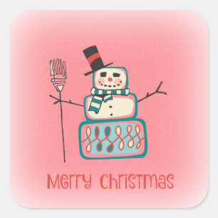 Adesivo Quadrado Cute Snowman