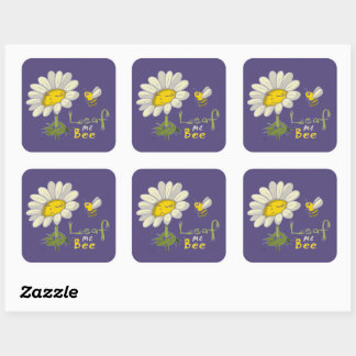 Adesivo Quadrado  Cute Spring Scene with Daisy Flower and Bee