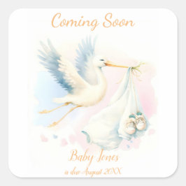 Adesivo Quadrado Cute Storey anunciando em breve Squ Convite