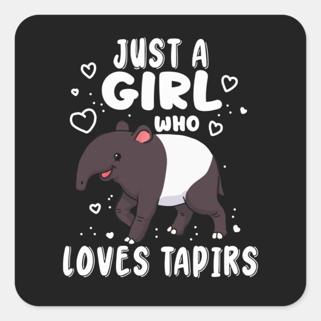 Adesivo Quadrado Cute Tapir Gift Women Tapir Gifts Girls Tapir (Frente)