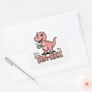Adesivo Quadrado Cute Tea-Rex Dinossauro Rosa – Beba Feliz!