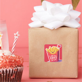 Adesivo Quadrado Cute Valentine French Fries Pun