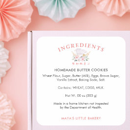 Adesivo Quadrado Cute Watercolor Chef Hat Ingredient Product