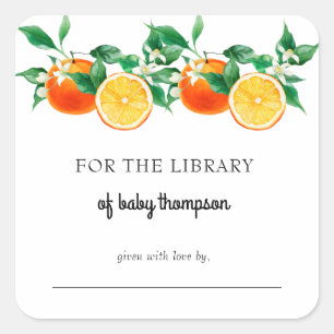 Adesivo Quadrado Cutie Laranja Rótulo do Livro
