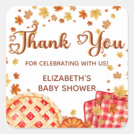 Adesivo Quadrado Cutie Pie Pumpkin Fall Baby Shower Thank You