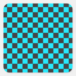 Adesivo Quadrado Cyan and charcoal checkerboard pattern