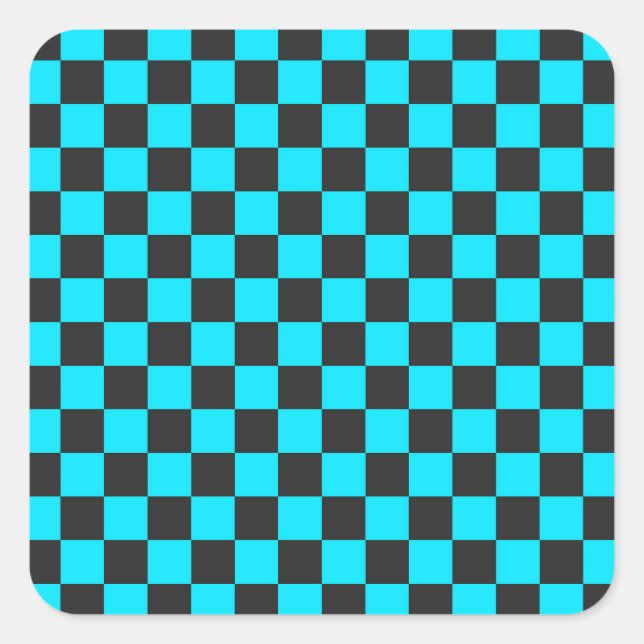 Adesivo Quadrado Cyan and charcoal checkerboard pattern (Frente)