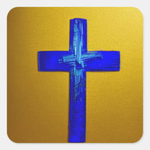 Adesivo Quadrado Cyan e Dourado Cross Sticker