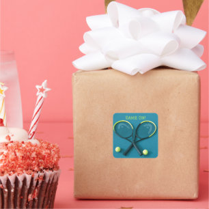 Adesivo Quadrado Cyan Rackets and Balls Tênis