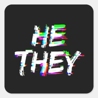 Adesivo Quadrado Cyber Glitch, Ele Pronuncia