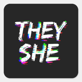 Adesivo Quadrado Cyber Glitch Eles Que Ela Pronuncia