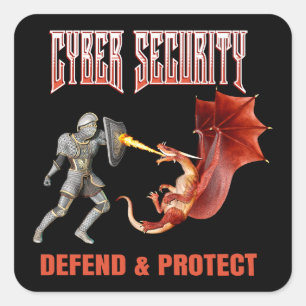 Adesivo Quadrado Cyber Security Knight - Proteção perfeita