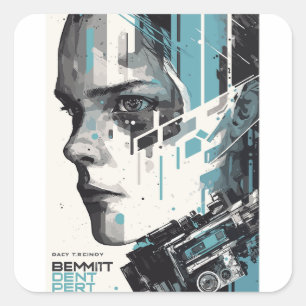 Adesivo Quadrado Cyber Vision - Poster de Arte Futurística