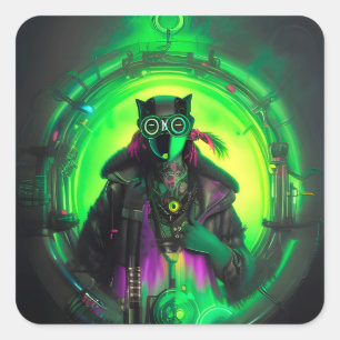 Adesivo Quadrado Cybergoth Cat Man