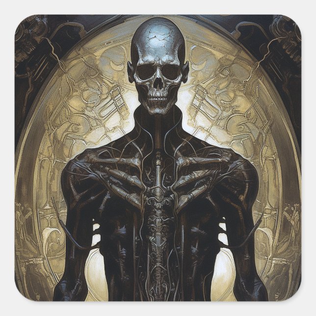 Adesivo Quadrado Cyborg Sci-Fi Chorou Art (Frente)