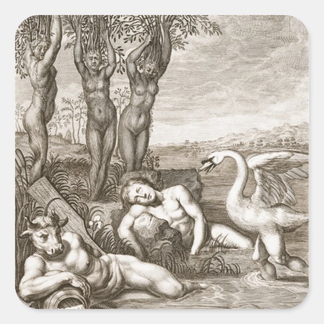 Adesivo Quadrado Cygnus transformou-se num cisne e na Irmã de Phaet (Frente)