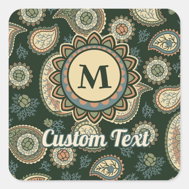 Adesivo Quadrado Cypress Paisley Pattern Square Sticker (Frente)