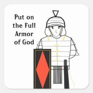 Adesivo Quadrado da Armadura de Deus