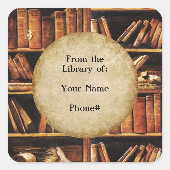 Adesivo Quadrado Da Biblioteca de... (Frente)