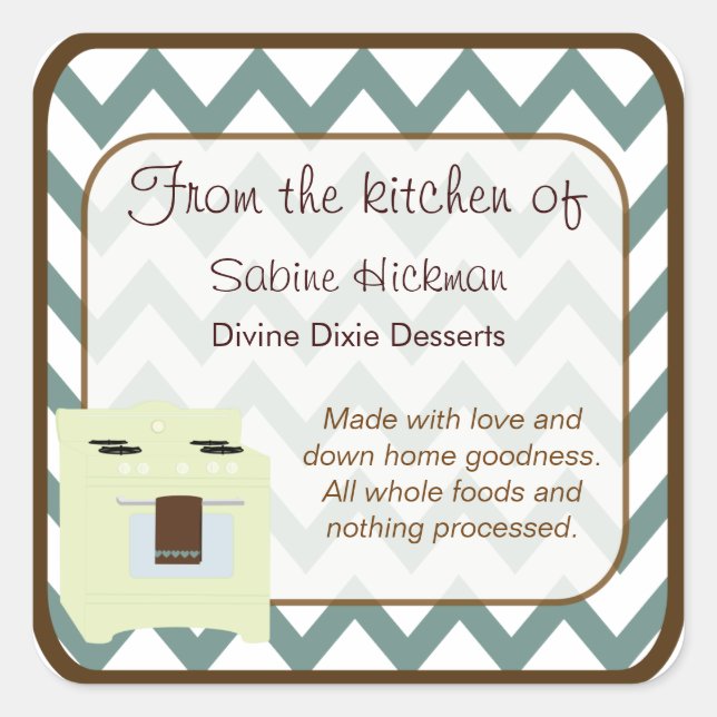 Adesivo Quadrado Da Cozinha de Chevron Pequeno Azul/Marrom (Frente)