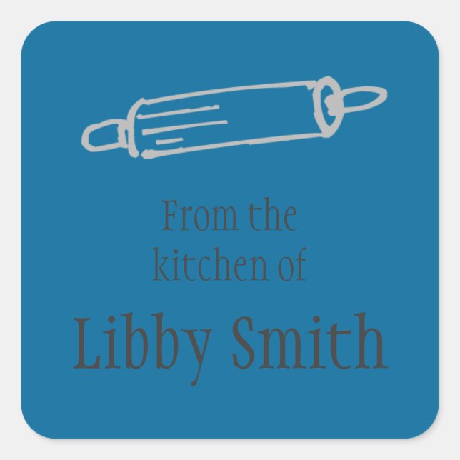 Adesivo Quadrado "Da Cozinha De" Pinos Rolantes (Frente)