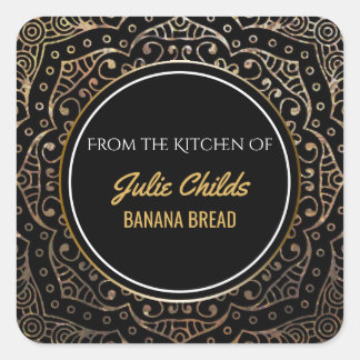 Adesivo Quadrado Da Cozinha do nome Black Dourado Boho Mandala