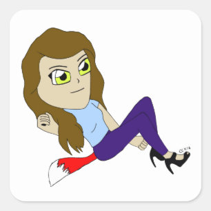 adesivo quadrado da garota foxy chibi