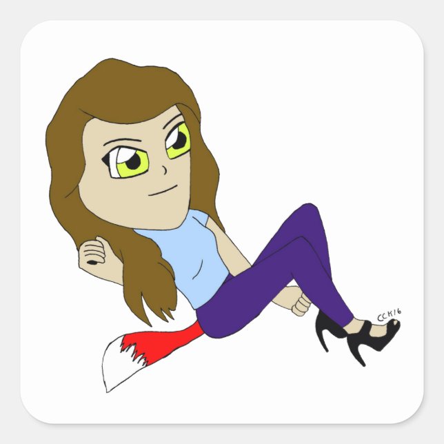 adesivo quadrado da garota foxy chibi (Frente)