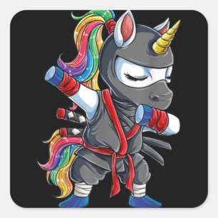 Adesivo Quadrado Dabbing Ninja Unicorn