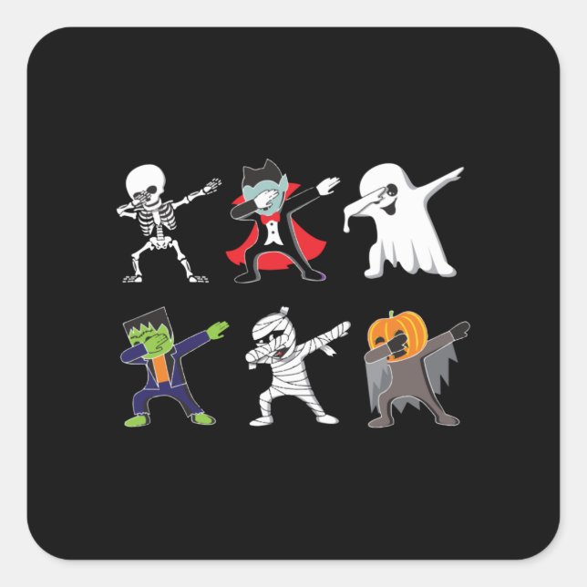 Adesivo Quadrado Dabbing Skeleton Halloween, Halloween, Dab boys (Frente)