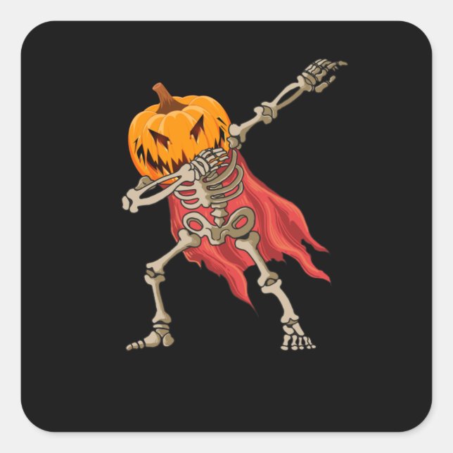 Adesivo Quadrado Dabbing Skeleton Scarpkin Dab Halloween (Frente)