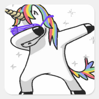 Adesivo Quadrado Dabbing Unicorn