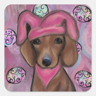 Adesivo Quadrado Dachshund