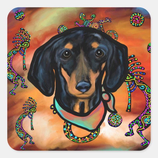 ADESIVO QUADRADO DACHSHUND (Frente)