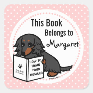 Adesivo Quadrado Dachshund 2 Preto e Longo Curso