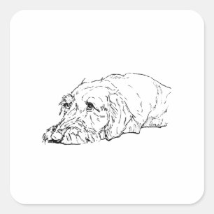 Adesivo Quadrado Dachshund de Pelo Duro - Caderno Fofo